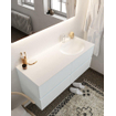 Mondiaz VICA Meuble Clay avec 4 tiroirs 120x50x45cm vasque lavabo Moon droite 1 trou de robinet SW410580