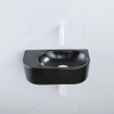 QeramiQ Fuente Ensemble de Lavabo - 40x21.5x12cm - lisse - demi-rond - céramique - ensemble de robinet blanc mat - bouchon de vidange - siphon abaissé - noir mat SW1233092