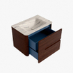 Mondiaz CIRO-DLUX Meuble de salle de bains ensemble - 70x45x50cm - Vasque solid surface Nata - 1 lavabo au milieu - sans trous de robinetterie - 2 tiroirs - Ruby SW1531799
