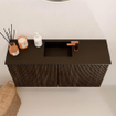 Mondiaz JOYA 80cm meuble de salle de bains - couleur Walnut - Vasque FAYE position Milieu 1 trou de robinet couleur Urban. SW1421325