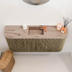 Mondiaz JOYA-DLUX Meuble de toilette 93.2cm - arrondis gauche et droite couleur Dusk - Vasque FAYE position Milieu 1 trou de robinet couleur Arena. SW1425795