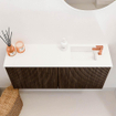 Mondiaz JOYA 90cm meuble de salle de bains - couleur Walnut - Vasque FAYE position Droite 1 trou de robinet couleur Talc. SW1421326