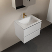 Mondiaz AIVY Ensemble de meuble - 60x45x50cm - 1 trou de robinet - 1 vasque Talc Solid surface - Centre - 2 tiroirs - avec armoire de toilette - MDF Talc SW892462