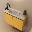 MONDIAZ TURE-DLUX Meuble toilette - 60cm - Ocher - EDEN - vasque Glace - position gauche - 1 trou de robinet SW1103355