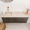Mondiaz JOYA-DLUX 90cm toiletmeubel - kleur Shadow - Wastafel FAYE positie Links Zonder kraangat kleur Frappe. SW1422701