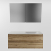 Mondiaz Aivy ensemble meuble de salle de bains - 120x45x50cm - 0 trous de robinet - 1 vasque talc Solid Surface - Droite - 2 tiroirs - Avec armoire de toilette - Mélamine Chai SW892257