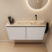 MONDIAZ TURE-DLUX Meuble WC 100 cm Linen. Lavabo EDEN Frappe position droite. Sans trou de robinet. SW1102860