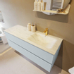 Mondiaz VICA-DLUX ensemble de meuble de salle de bain - 130cm - meuble sous-vasque argile - 2 tiroirs - lavabo encastré nuage droite - 1 trou de robinet - version haute 60cm - opalo SW1086514