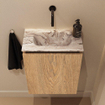 MONDIAZ TURE-DLUX Meuble toilette - 40cm - Washed Oak - EDEN - vasque Glace - position centrale - sans trou de robinet SW1103583