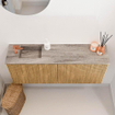 Mondiaz JOYA-DLUX 100cm toiletmeubel - kleur Oak - Wastafel FAYE positie Links 1 kraangat kleur Oza. SW1424095