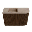 Mondiaz JOYA-DLUX 61.6cm toiletmeubel - ronding rechts kleur Walnut - Wastafel FAYE positie Links Zonder kraangat kleur Saba. SW1424655