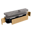 MONDIAZ THOR-DLUX 200cm badmeubel ronding links + rechts kleur Oak met 2 lades en 2 deuren. Vrijhangende wastafel CLOUD Midden 1 kraangat kleur Sombra. SW1467260