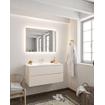 MONDIAZ VICA Ensemble de meuble salle de bain - 100cm - 2 tiroirs - lavabo Cloud central - 1 trou de robinet - solid surface lin SW411015