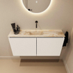 MONDIAZ TURE-DLUX Meuble toilette - 100cm - Talc - EDEN - vasque Frappe - position centrale - sans trou de robinet SW1102599