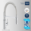 GROHE Get Robinet de cuisine avec mousseur extractible professionnel Chrome SW206999
