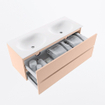MONDIAZ VICA Ensemble meuble de salle de bains - 120cm - meuble bas rosee- 2 tiroirs - vasque moon double - sans trous de robinet - version haute 60cm - talc SW1080348