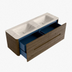 Mondiaz CIRO-DLUX Meuble de salle de bains - 140x45x50cm - Plan-vasque Solid Surface Meli - 2 lavabos double - 2 trous de robinetterie - 4 tiroirs - Dusk SW1533156