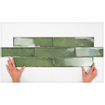 Terravito Dalmira carreau mural - 7,5x30cm - 8,6mm - Rectangulaire - Vert brillant SW159349