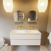 MONDIAZ VICA-DLUX Ensemble meuble de salle de bains - 120cm - meuble bas talc - 2 tiroirs - lavabo encastré cloud double - sans trous de robinet - version haute 60cm - opalo SW1088477