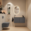 MONDIAZ TURE-DLUX meuble WC 100 cm Dark Grey. EDEN lavabo Opalo position gauche. Avec 1 trou de robinet. SW1104265