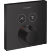 Hansgrohe Raindance e Ensemble de douche - élément encastré - pomme de douche - douchette - thermostat - coude mural - support mural - flexible de douche - noir mat SW1208485