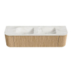 MONDIAZ KURVE-DLUX 170cm Meuble salle de bain avec module 25 G et D - couleur Oak - 1 tiroir - 2 portes - vasque LEAF double - sans trou de robinet - couleur Ostra SW1137774