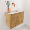 Mondiaz JOYA-DLUX Meuble de salle de bains 50cm - couleur Oak - Vasque FAYE position Milieu Sans trou de robinet couleur Meli SW1423910