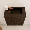 Mondiaz JOYA 40cm toiletmeubel - kleur Walnut - Wastafel FAYE positie Rechts 1 kraangat kleur Urban. SW1421303