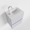 MONDIAZ ADA Meuble WC - 40x30x50cm - 1 trou de robinet - 2 tiroirs - cale mat - vasque à gauche - Solid surface - Blanc SW472736
