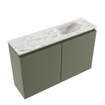 MONDIAZ TURE-DLUX Meuble toilette - 80cm - Army - EDEN - vasque Glace - position droite - sans trou de robinet SW1103141