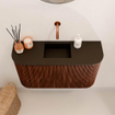 Mondiaz JOYA 73.2cm toiletmeubel - ronding links en rechts kleur Ruby - Wastafel FAYE positie Midden Zonder kraangat kleur Urban. SW1421907