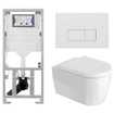 Duravit Me by Starck Ensemble WC – réservoir encastré avec mécanisme de chasse UP320 – abattant à fermeture ralentie (soft-close) – plaque de commande blanc mat – boutons rectangulaires – blanc mat SW1574309