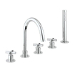 Crosswater MPRO Crosshead Robinet baignoire sur gorge - 5 trous avec douchette - chrome SW643444