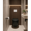 QeramiQ Dely Swirl Toiletset - 36.5x53cm - Geberit UP100 inbouwreservoir - slim zitting - witte bedieningsplaat - ronde knoppen - mat zwart SW1130189