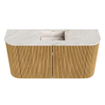 Mondiaz JOYA-DLUX 83.2cm toiletmeubel - ronding links en rechts kleur Oak - Wastafel FAYE positie Midden 1 kraangat kleur Frappe. SW1421954