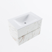 Mondiaz VICA ensemble de meuble de salle de bain - 70cm - meuble sous-vasque carrara - 2 tiroirs - lavabo cloud milieu - 1 trou de robinet - version haute de 60cm - talc SW1084914