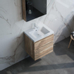 Saniclass Foggia Plan vasque 60x46cm 1 trou de robinet avec trop plein et vasque simple marbre minéral Blanc mat SW542357