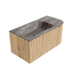 MONDIAZ KURVE-DLUX meuble de salle de bains 95cm arrondi Droit couleur chêne avec 1 tiroir et 1 porte. Lavabo BIG SMALL Gauche 1 trou de robinet Oza. SW1432627