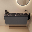 MONDIAZ TURE-DLUX Meuble WC 100cm Dark Grey. EDEN lavabo Lava position droite. Avec 1 trou de robinet. SW1103750