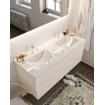 Mondiaz VICA ensemble de meuble de salle de bain - 120cm - meuble sous-vasque lin - 4 tiroirs - lavabo denia double - 2 trous de robinet - miroir LED - version XL 60cm de haut SW1098289