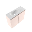 MONDIAZ TURE-DLUX Meuble de toilette 60cm Rosee. Lavabo EDEN Opalo position gauche. Avec 1 trou de robinet. SW1104497