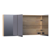 Saniclass Plain Spiegelkast - 140x70x15cm - 3 links- en rechtsdraaiende spiegeldeuren hout - grey oak SW392935