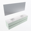 Mondiaz Vica ensemble de meuble de salle de bain - 180cm - meuble sous-vasque greey - 4 tiroirs - lavabo moon double - sans trous de robinet - couleur talc - miroir LED - version XL 60cm de haut SW1092094