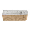 MONDIAZ KURVE-DLUX 135cm Meuble salle de bain avec module 25 D - couleur Oak - 1 tiroir - 1 porte - vasque BIG MEDIUM gauche - 1 trou de robinet - couleur Glace SW1137932