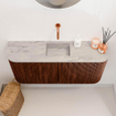 Mondiaz JOYA-DLUX 93.2cm toiletmeubel - ronding links en rechts kleur Ruby - Wastafel FAYE positie Midden Zonder kraangat kleur Glace. SW1423597