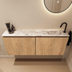 MONDIAZ TURE-DLUX Meuble toilette - 120cm - Washed Oak - EDEN - vasque Glace - position droite - 1 trou de robinet SW1103613