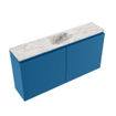 MONDIAZ TURE-DLUX Meuble toilette - 100cm - Jeans - EDEN - vasque Glace - position centrale - sans trou de robinet SW1103347