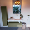 Mondiaz ALAN-DLUX Ensemble de meuble - 110cm - meuble Army mat - 1 tiroir - Lavabo Cloud Glace suspendu - vasque Droite - 0 trous de robinet SW806160