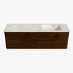 Mondiaz CIRO-DLUX Badkamermeubelset - 160x45x50cm - Solid surface wastafel Ostra - 1 wasbak Rechts - 1 kraangat - 4 lades - Walnut SW1530368