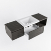 MONDIAZ BUKLA meuble de salle de bain 140 cm avec module ouvert 40 à droite couleur Marron Foncé avec 2 tiroirs. Lavabo CLOUD centre 1 trou de robinet couleur Talc. SW1381968